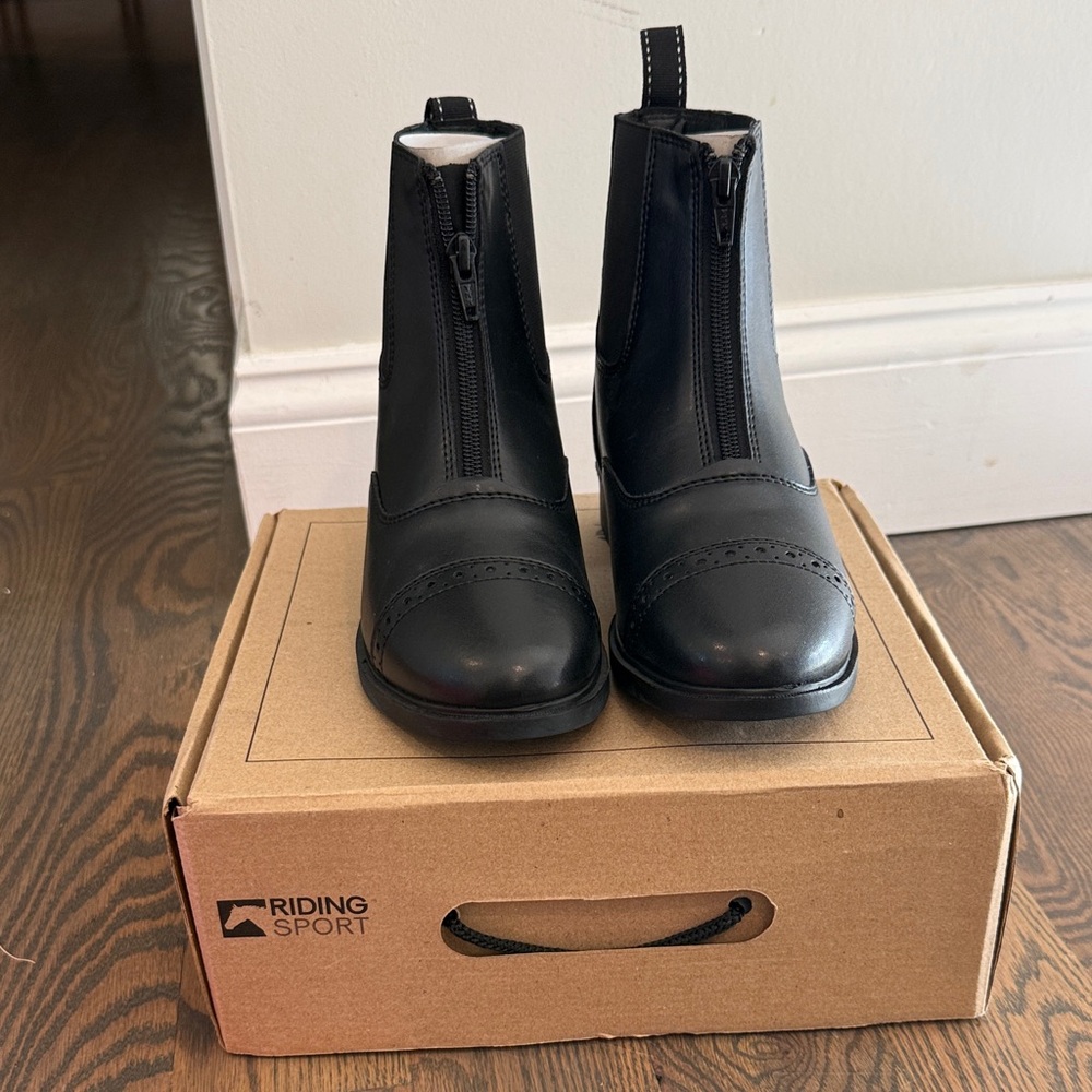 Riding Sport Kids Black Front-Zip Equestrian Boots